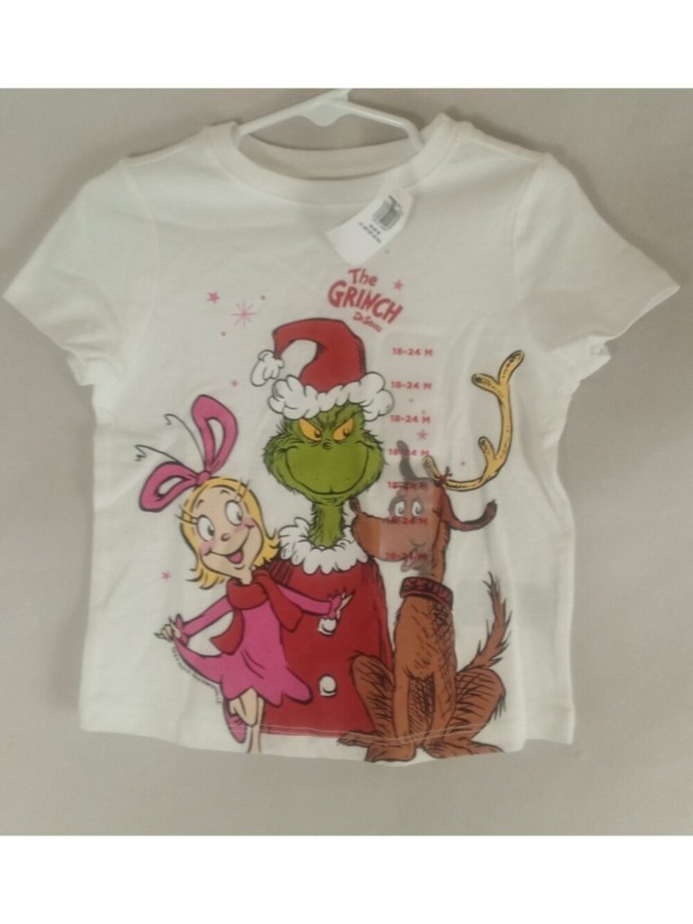 New Dr. Seuss Kids Boys The Grinch Graphic 100% Cotton Short Sleeve Shirt 18-24M